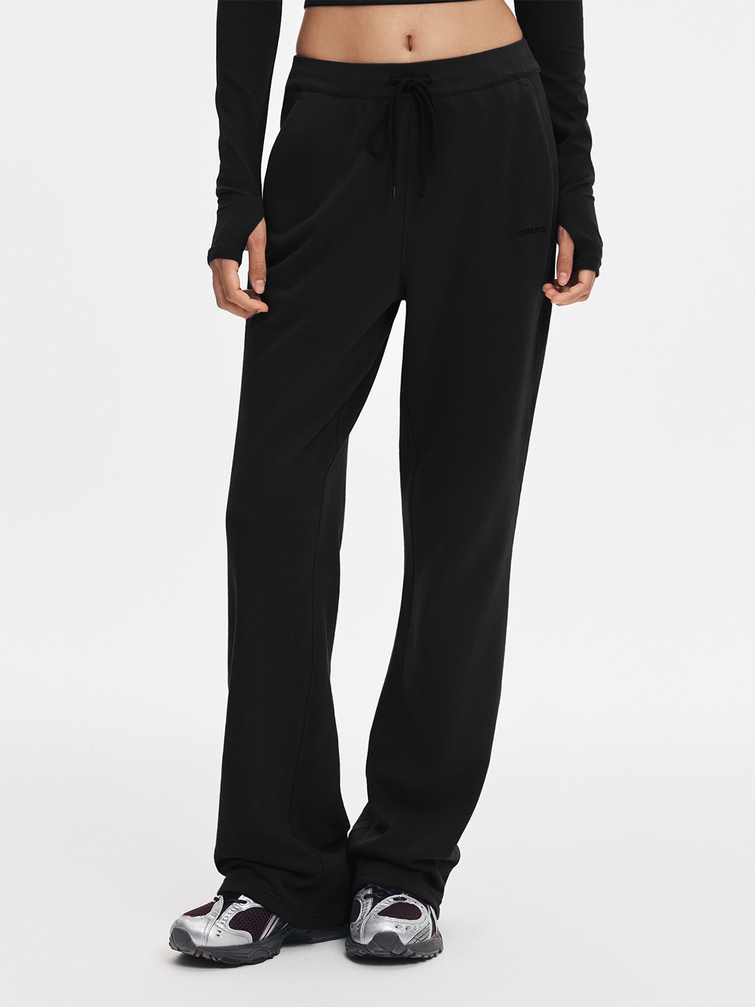 Mid Rise Rib Waist Micro Flare Sweatpants - Image 7