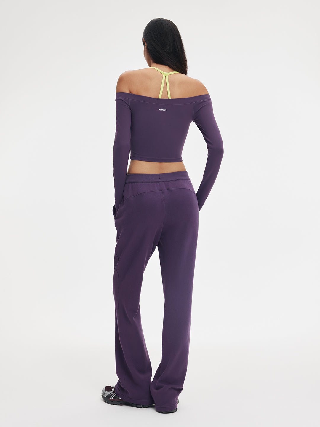 Mid Rise Rib Waist Micro Flare Sweatpants - Image 10