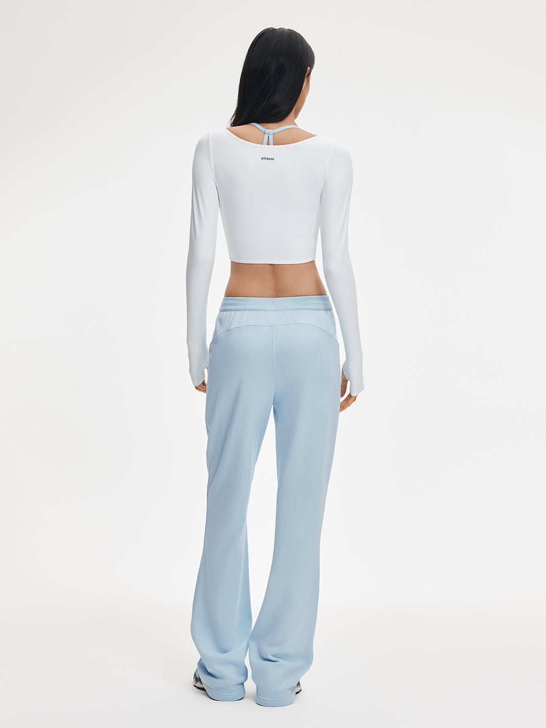 Mid Rise Rib Waist Micro Flare Sweatpants - Image 15