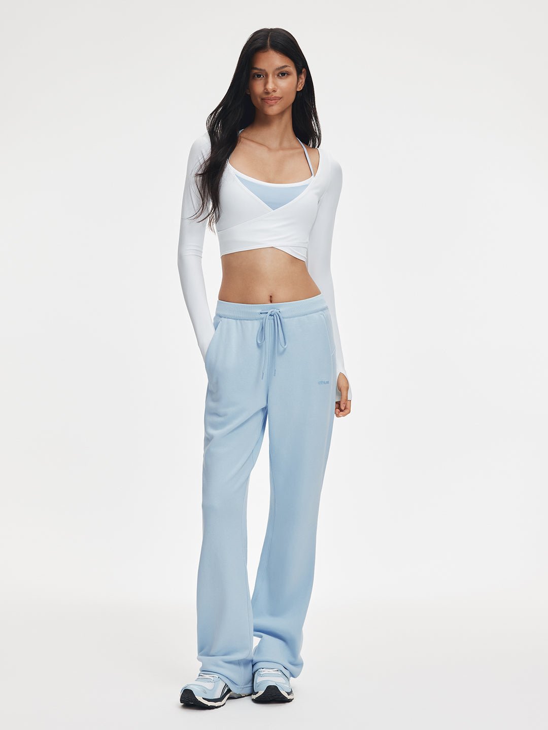 Mid Rise Rib Waist Micro Flare Sweatpants - Image 13