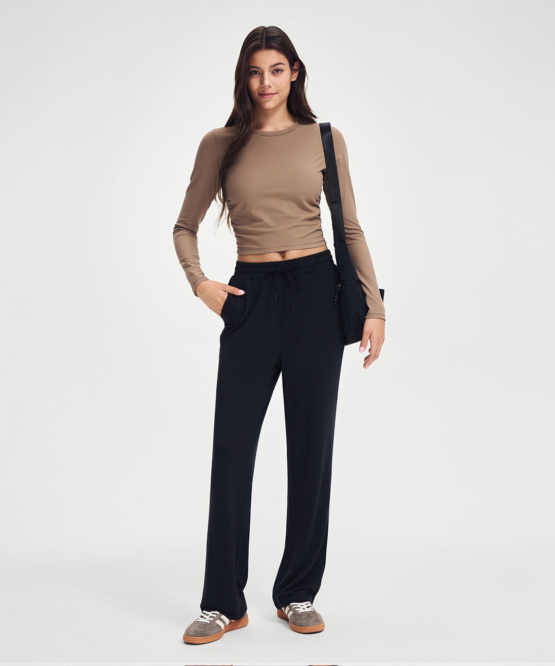 Alternative view of Ribbed Cropped Ruched Long Sleeve