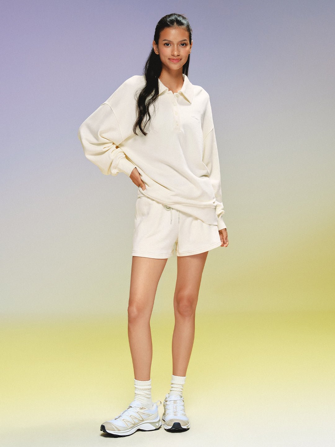 Alternative view of High Rise Drawstring Casual Sweat Shorts