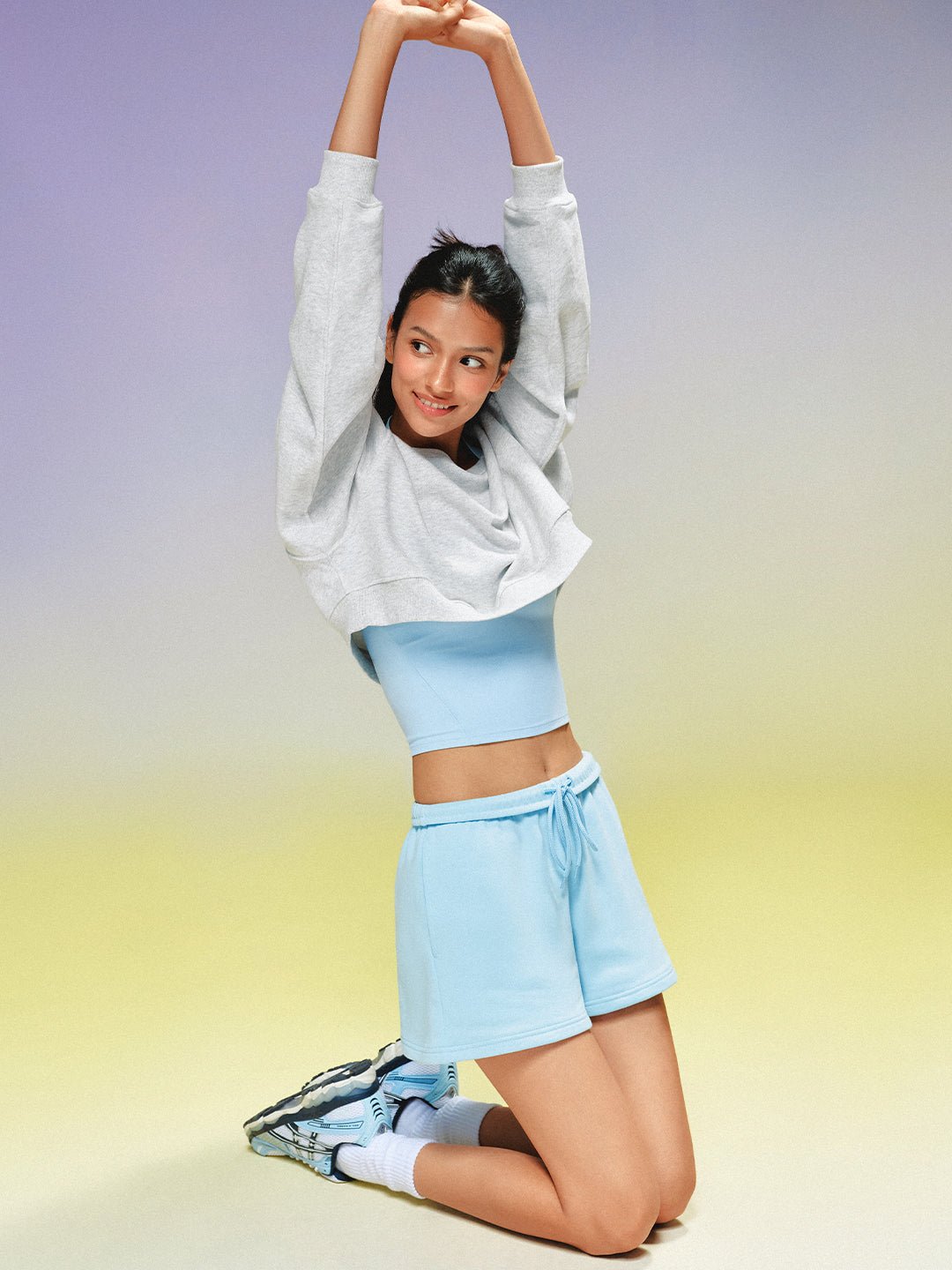 High Rise Drawstring Casual Sweat Shorts
